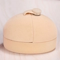 Elegant beige velvet round jewelry box for rings or earrings with metal snap closure - Single White Box Packaging / Beige