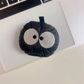 Cute black plush soot sprite phone socket stand with large embroidered eyes design - Coal Ball / Black