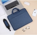 Blaue Laptoptasche mit abnehmbarem Schultergurt aus strapazierfähigem Textilgewebe - 608 Stil - Blau / 15.6"
