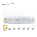 1011Pcs silver jump ring set with 4mm-10mm sizes and ring tool for DIY jewelry making - Silver