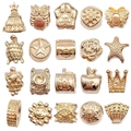 Set mit 20 goldenen Metallperlen und Anhängern mit großen Löchern für DIY-Schmuck - 20 Stück Gemischte KC Gold Perlen mit großem Loch
