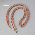 Detail of 120cm acrylic purse strap with coral resin links and gold metal rings - 120cm / Pink