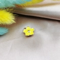Detail of yellow flower pendant with gold trim on silk for jewelry making - Yellow