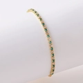 Adjustable tennis bracelet with emerald green and clear cubic zirconia in gold plating - Gold White Zircon + Sea Blue
