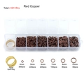 DIY jewelry kit with red copper jump rings in various sizes and a ring tool in storage box - Antique Red Copper