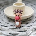 Cute cartoon Christmas reindeer PVC soft rubber keychain charm with festive red nose - Small Christmas Soft Glue Accessory Reindeer