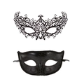 Detail of Venetian masquerade eye masks with laser-cut lace and embossed patterns - Multi-Diamond Black And Small Beauty Black