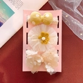 Detailed set of 3 yellow and white baby headbands with floral and lace bow designs - 3-27# Yellow White Polka Dot Set