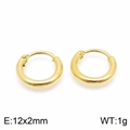 Orecchini a cerchio classici in acciaio inossidabile dorato, 12x2mm, finitura lucida - 12mm(KE99140-Z) / Oro