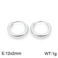 Paio di orecchini a cerchio in acciaio inossidabile argento lucido 12x2mm unisex - 12mm(KE99139-Z) / Argento