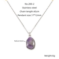 Collana da donna in acciaio inossidabile con pendente in pietra naturale viola - Colore Acciaio-Viola