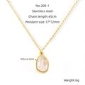 Minimalistische 18k vergoldete Edelstahlkette mit unregelmäßigem Naturstein-Anhänger - Weißer Jade / Gold