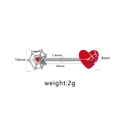 Vista dettagliata del piercing al capezzolo a cuore con ragnatela rossa e dimensioni - Ragnatela Argento Cuore Rosso (24020501-6)