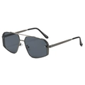 Vintage-Sonnenbrille mit unregelmäßigem Polygon-Metallrahmen und grauen Gläsern - Metallgrauer Rahmen Schwarz Graue Gläser
