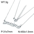 Collar de acero inoxidable plateado con colgante letra grandma y cadena de extensión - Color Acero (KN281813-LX)