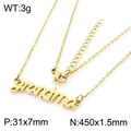 Collar de acero inoxidable dorado con colgante grandma y medidas detalladas de talla - Dorado (KN281814-LX)