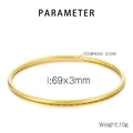 Detail view of 3mm gold twisted rope bracelet in stainless steel with size parameters - Gold (1 Pc)