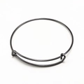 Adjustable black stainless steel wire bangle bracelet with expandable minimalist design - Black