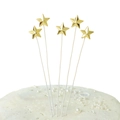 Five-piece set of gold star sponge EVA cake toppers with metallic finish on white cake - Gold Star - 5 Pack