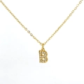 Goldene Edelstahlkette mit Buchstabe B Anhänger und funkelnden Zirkon-Steinen besetzt - Gold Buchstabe B