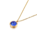 18k gold plated necklace featuring a round bezel-set sapphire blue cubic zirconia - Dark Blue Style (KN88726-K)