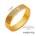 Gold plated titanium steel geometric lattice open cuff bracelet with white crystals - Gold Grid Hollow Zirconia Bangle