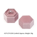 Pink velvet hexagonal ring box with silver diamond ring, size 4.9x4.3x4.5cm - Purple Pink