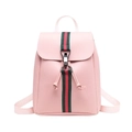 Mini zaino in pelle PU rosa con strisce rosse e verdi e chiusura a coulisse - Rosa