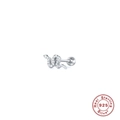 Macro view of S925 sterling silver snake stud earring with cubic zirconia and screw back - Single Silver - Style 2 (Zirconia Snake)