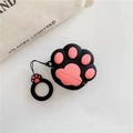 Süße Katzenpfote Silikon Schutzhülle für Apple AirPods, schwarz rosa mit Ringband. - Für AirPods Pro 3 / Anti-Verlust-Ringschnalle Mit Verpackungsbeutel / Schwarze Basis Katzenpfote