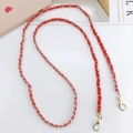 Red leather and gold metal interwoven chain strap with lobster clasps for bags - Small Leather-wrapped Crossbody (Red) / 120cm
