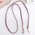 Braided purple leather and gold metal chain strap with rotatable lobster clasps - Small Leather-wrapped Crossbody (Purple) / 120cm