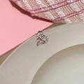 Pink heart-shaped stud earring with silver metal base and pavé-set white zircon stones - Pink Zirconia Heart