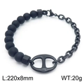 Pulsera de eslabones negros mate con diseño de nariz de cerdo y cierre en forma de H - Color Negro (KB170134-KLHQ)