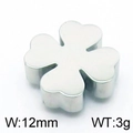 Polished silver lucky four leaf clover pendant 12mm mirror metal accessory - Steel Color (KLJ5549-Z)