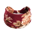 Böhmisches weinrotes Blumen-Yoga-Stirnband für Frauen aus weichem Stretch-Baumwollstoff - Dunkelrote Basis Vintage Blumenmuster(#28)