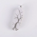 Detailed wire-wrapped silver tree of life design on a white crystal hexagonal pendant - Without Chain (Approx 10*50mm) / White Crystal