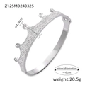 Bracciale rigido a corona d'argento con strass scintillanti dal design geometrico vintage - Bracciale Rigido Argentato a Forma di Corona (Z125)
