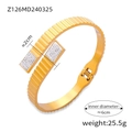 Brazalete dorado vintage francés con corona de circonita y textura ondulada elegante - Brazalete Dorado (Z126)