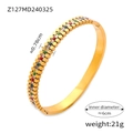 Elegante brazalete de acero de titanio dorado con gemas de colores y borde perlado - Brazalete Dorado (Z127)