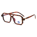 Vintage double bridge tortoise shell polygon sunglasses with blue light blocking lenses - Tortoise Frame Transparent Lens (Blue Light Blocking)