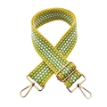 Dettaglio tracolla regolabile in tessuto con motivo a onde e ganci in metallo oro - Giallo Verde Turchese
