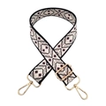 Adjustable bohemian wide shoulder strap with ethnic geometric pattern and gold buckles - Pattern 196