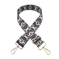 Close-up of adjustable geometric shoulder strap with gold metal lobster clasps - Pattern 198