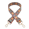 Adjustable colorful geometric tribal pattern bag strap with gold metal buckles - Style 205 + Gold Buckle