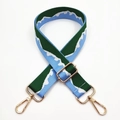 Adjustable woven replacement bag strap with green mountain jacquard and gold metal hooks - Silver Clasp / Orchid Green