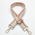 Adjustable pink and beige jacquard woven shoulder strap with gold metal hardware - Light Pink Beige