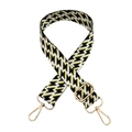 Adjustable wide fabric guitar strap for crossbody bags with yellow geometric patterns - Style 129 + Gold Hook