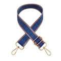 Ethnic blue and red plaid fabric bag strap with adjustable golden metal buckles - Style 130 + Gold Hook