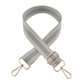 Bandoulière de sac réglable 3,8 cm à rayures gris-blanc avec mousquetons dorés chic - Gris Clair